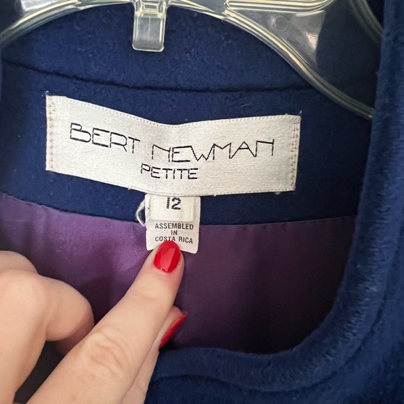 Vintage Royal Blue Longline Coat Bert Newman Petite 12 - Picture 5 of 5
